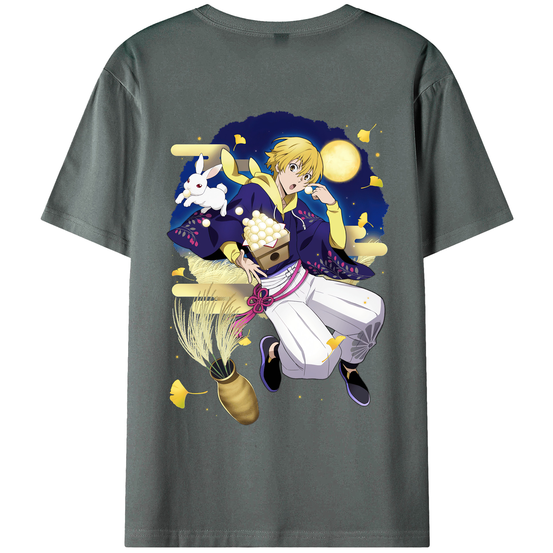 （画像用） 文豪ストレイドッグス Bungo Stray Dogs 綿100％ メンズ半袖Tシャツ（バックプリント） 通気性